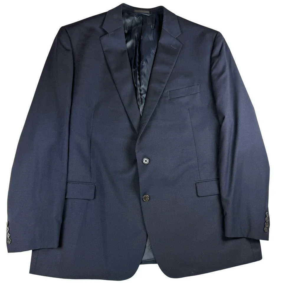 Lauren Ralph Lauren Mens 50L Navy Blue 100% Wool Natural Stretch Sport Coat
